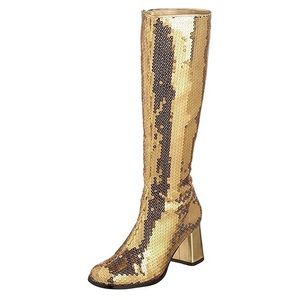 Gold Sequin Gogo Boots Size 8